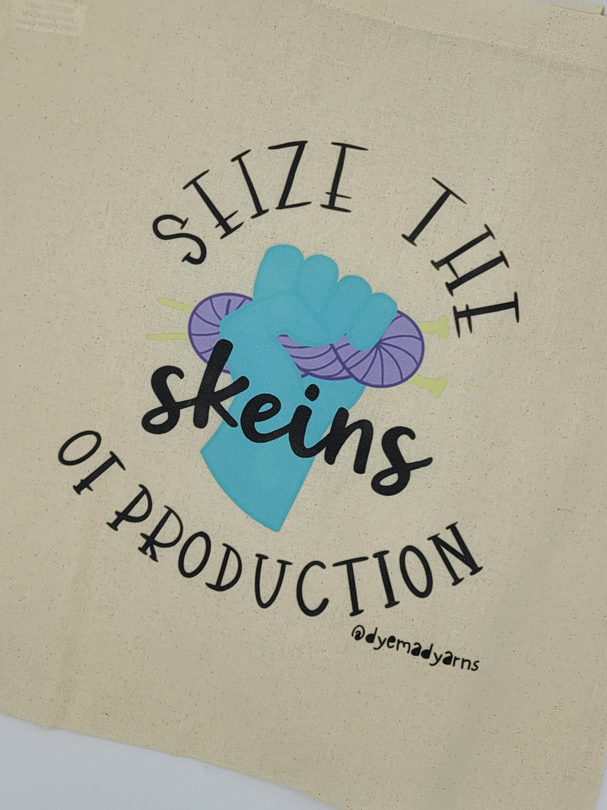 Seize the Skeins of Production Canvas Tote